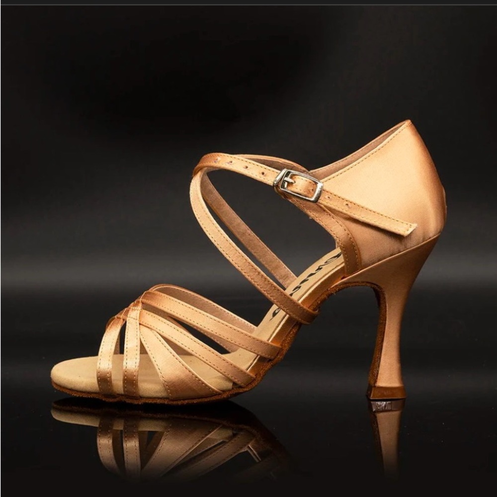 Elegant Strappy Dance Heels in Bronze